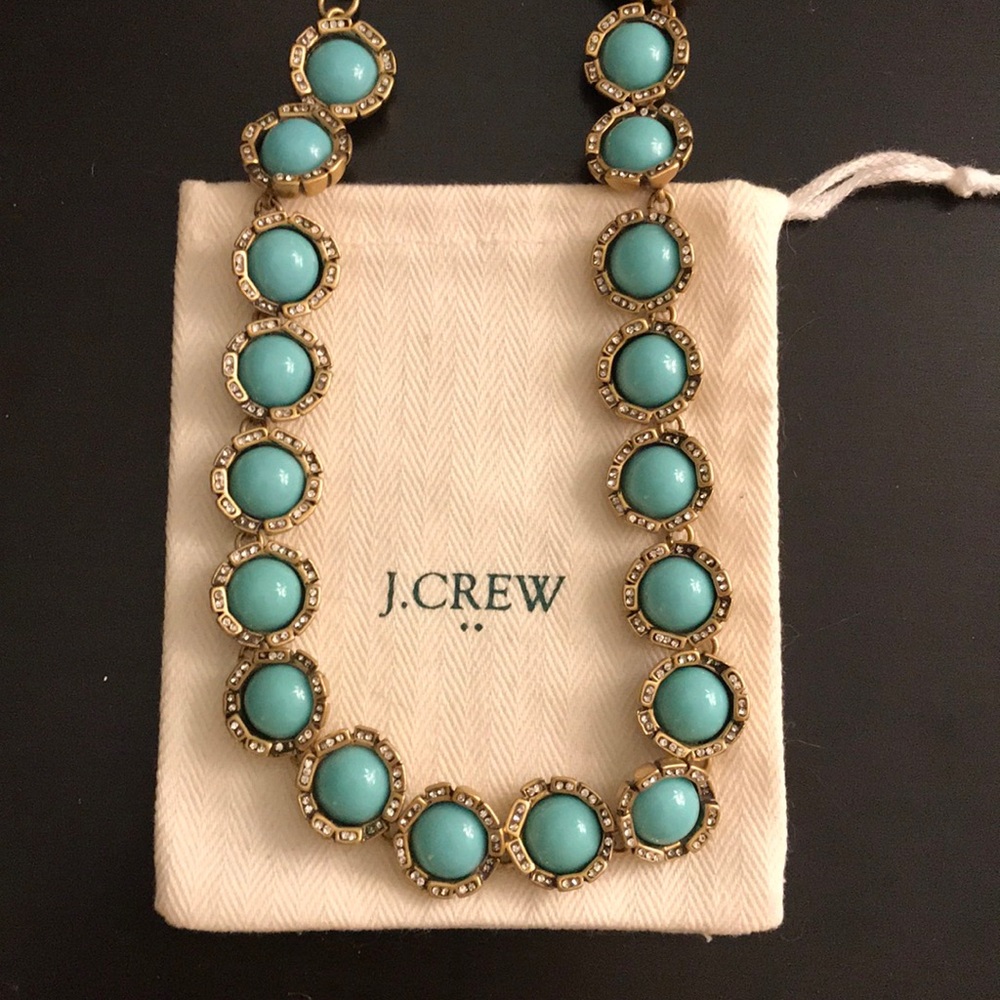 J. Crew gold and turquoise statement necklace